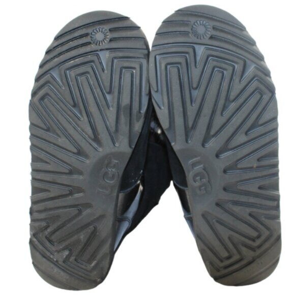 UGG Isley Shearling Lined Pom-Pom Black Shimmer Slip-On Tall Ankle Boot, Size 5 - Picture 9 of 9